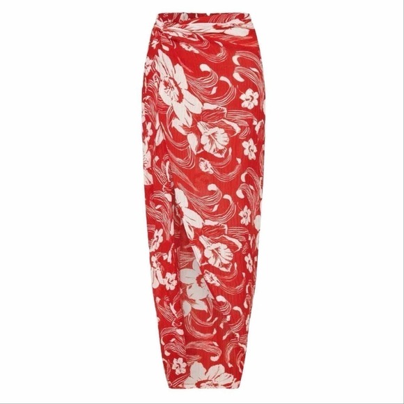 Faithfull The Brand Lulu Maxi Skirt Camara Floral Print Red - Picture 3 of 14